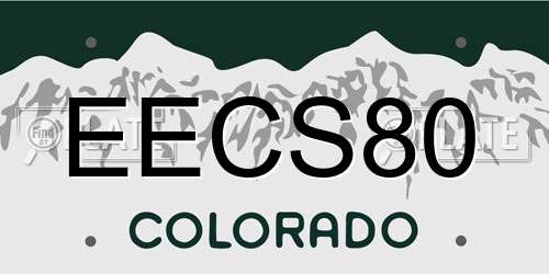 EECS80 Colorado License Plate