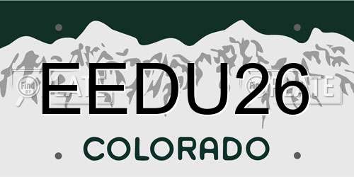 EEDU26 Colorado License Plate