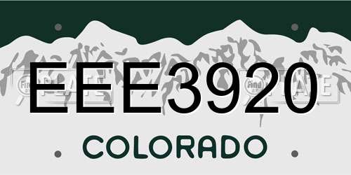 EEE3920 Colorado License Plate