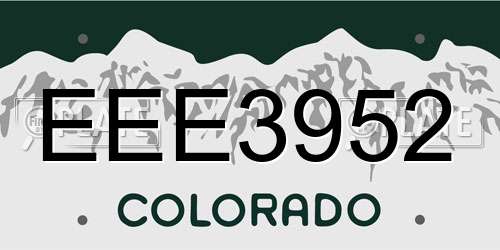 EEE3952 Colorado License Plate