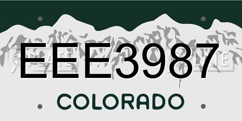 EEE3987 Colorado License Plate