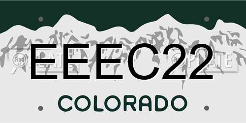 EEEC22 Colorado License Plate