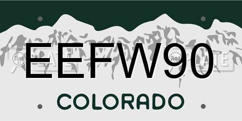 EEFW90 Colorado License Plate
