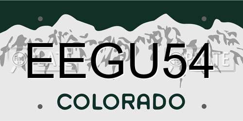 EEGU54 Colorado License Plate