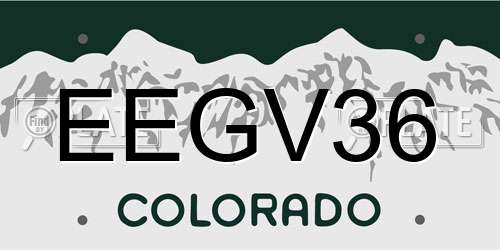 EEGV36 Colorado License Plate