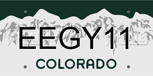 EEGY11 Colorado License Plate