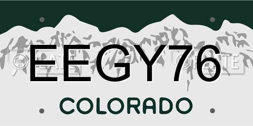 EEGY76 Colorado License Plate