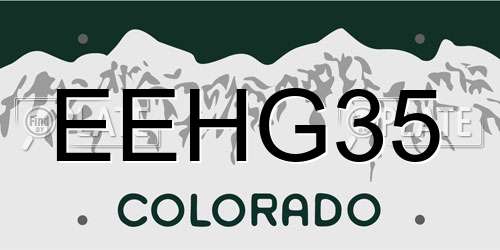EEHG35 Colorado License Plate