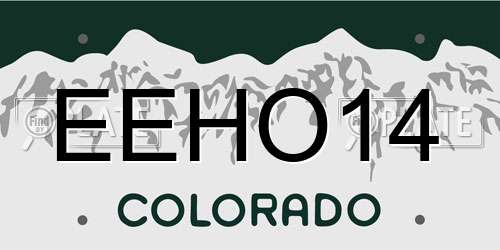 EEHO14 Colorado License Plate