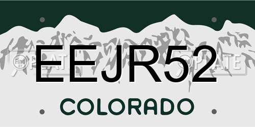 EEJR52 Colorado License Plate