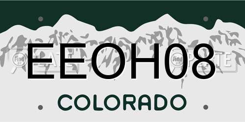 EEOH08 Colorado License Plate