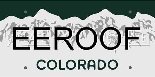 EEROOF Colorado License Plate