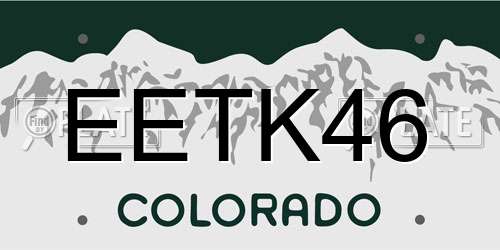 EETK46 Colorado License Plate