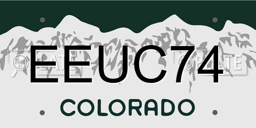 EEUC74 Colorado License Plate