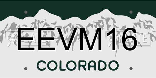 EEVM16 Colorado License Plate