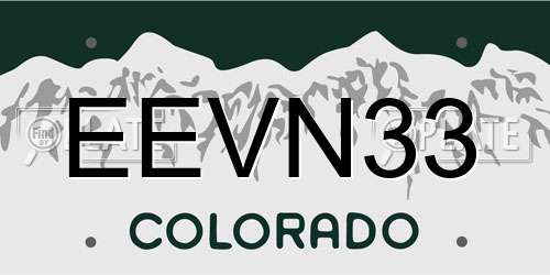 EEVN33 Colorado License Plate