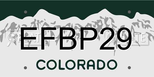 EFBP29 Colorado License Plate
