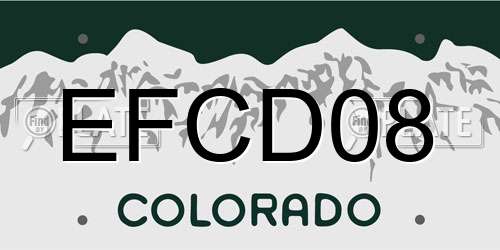 EFCD08 Colorado License Plate