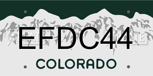 EFDC44 Colorado License Plate