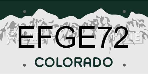 EFGE72 Colorado License Plate