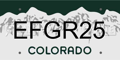 EFGR25 Colorado License Plate