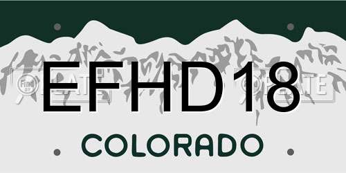 EFHD18 Colorado License Plate