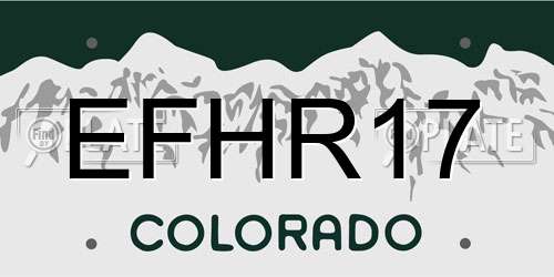 EFHR17 Colorado License Plate
