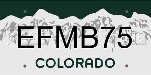 EFMB75 Colorado License Plate