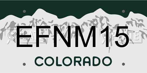 EFNM15 Colorado License Plate