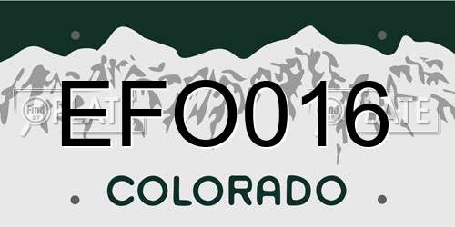 EFO016 Colorado License Plate