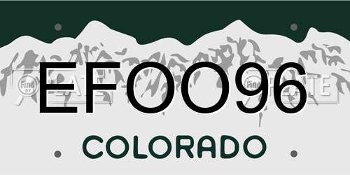 EFOO96 Colorado License Plate