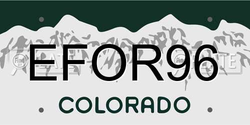EFOR96 Colorado License Plate