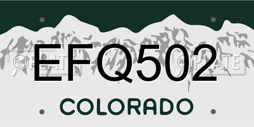 EFQ502 Colorado License Plate