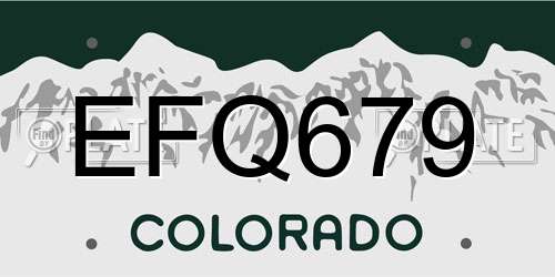 EFQ679 Colorado License Plate