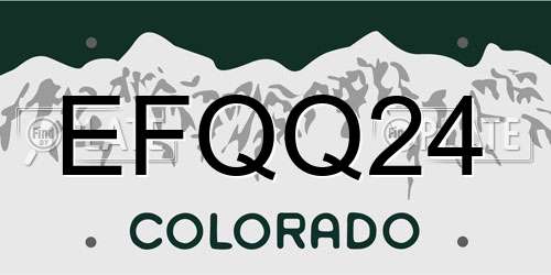 EFQQ24 Colorado License Plate