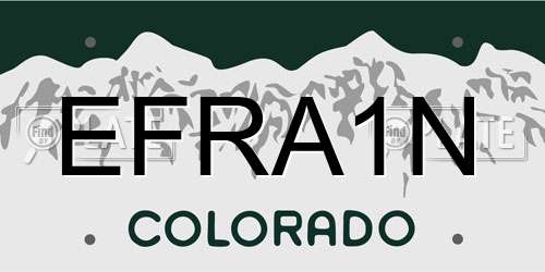 EFRA1N Colorado License Plate