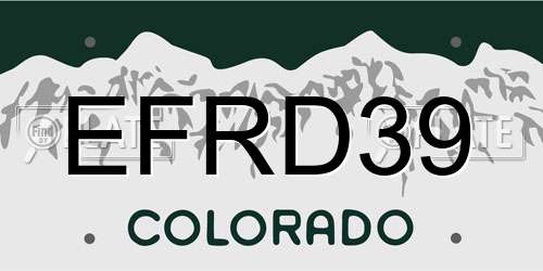 EFRD39 Colorado License Plate