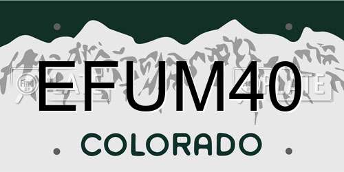 EFUM40 Colorado License Plate