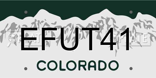 EFUT41 Colorado License Plate