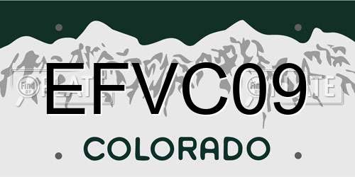 EFVC09 Colorado License Plate