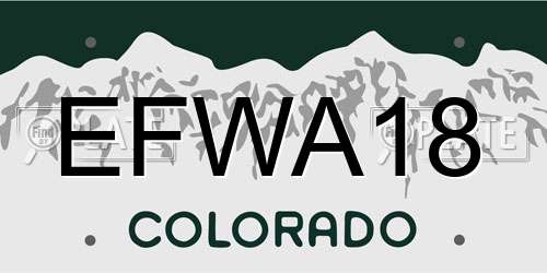 EFWA18 Colorado License Plate