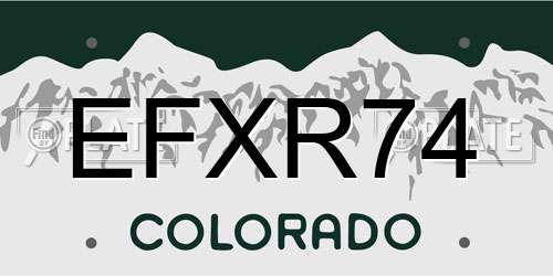 EFXR74 Colorado License Plate
