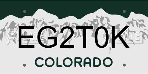 EG2T0K Colorado License Plate