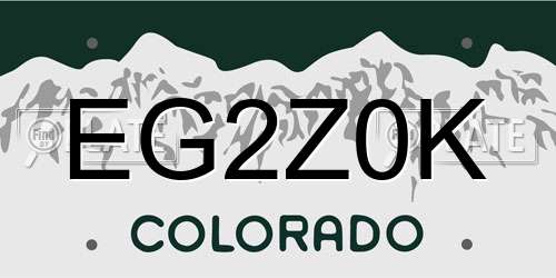 EG2Z0K Colorado License Plate
