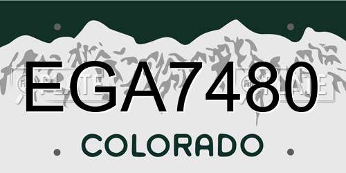 EGA7480 Colorado License Plate