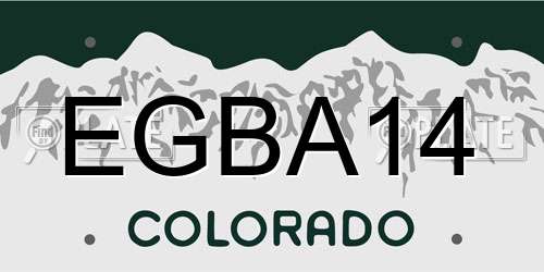 EGBA14 Colorado License Plate