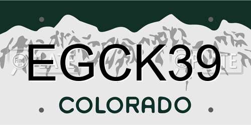 EGCK39 Colorado License Plate