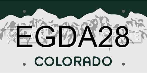 EGDA28 Colorado License Plate