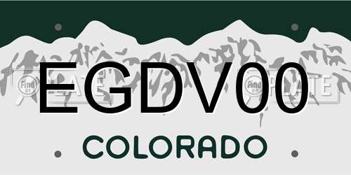 EGDV00 Colorado License Plate