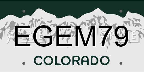 EGEM79 Colorado License Plate